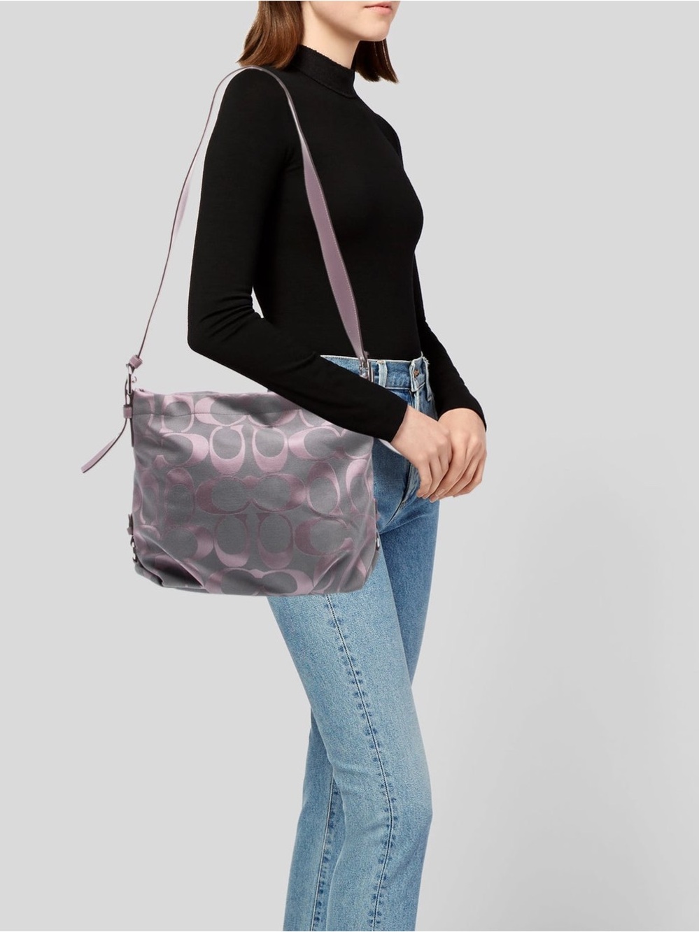 Y2K Coach Lavender Signature Jacquard Shoulder Bag